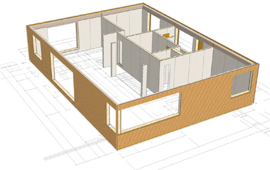 Grundrissplan mit eingezeichneten Wänden