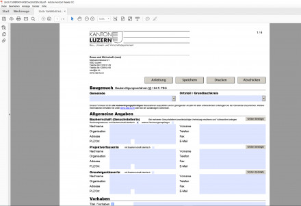 PDF-Formular für Baugesuch beim Kanton Luzern