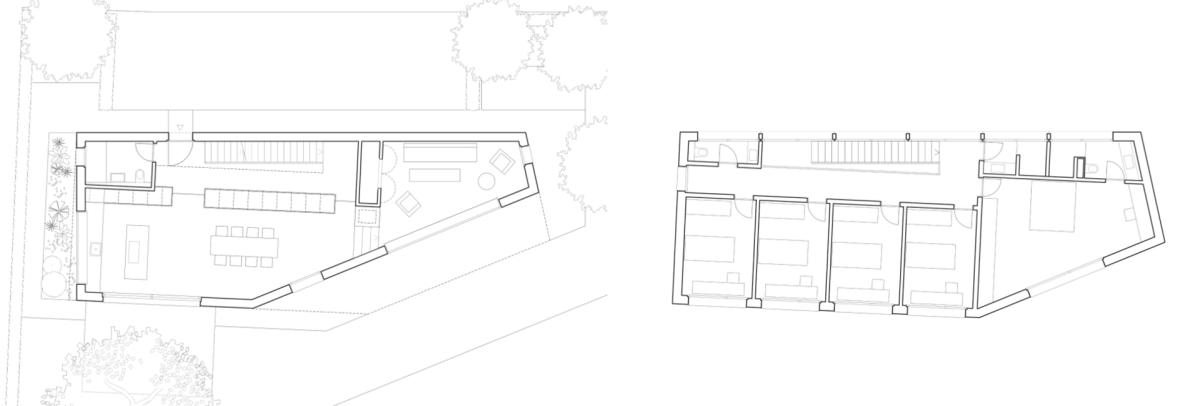 Links: Grundriss EG / Rechts: Grundriss OG