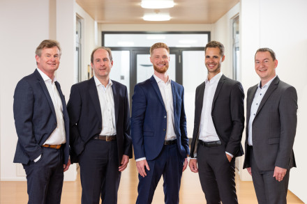 Die Geschäftsleitung der Renggli AG: Von links: Gabriel Ledergerber, René Maurer, David Renggli, Samuel Renggli, Peter Hurni.