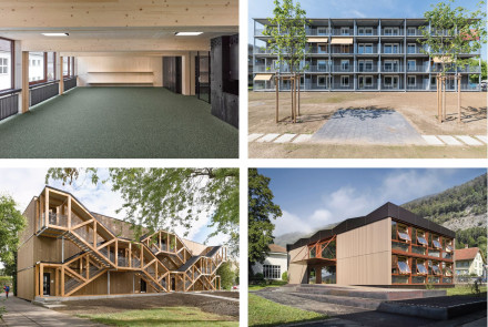 Modulbauten von Renggli AG: Schulhaus in Pieterlen, Mehrfamilienhaus R:Modular-Hybrid, Schulhäuser in Biel und Pieterlen
