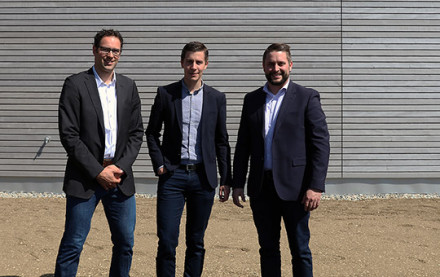 Arnaud Clément von der RealSport Group SA (Mitte) zusammen mit Christoph Zürcher und Jérôme Pugin, Renggli AG