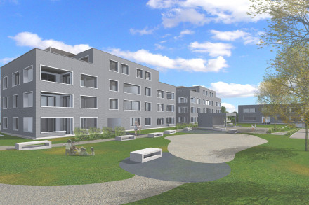 Visualisierung Überbauung Mehrfamilienhäuser swisswoodhouse in Möriken