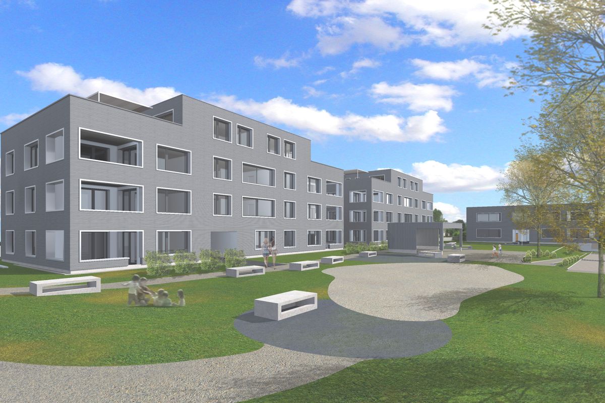 Visualisierung Überbauung Mehrfamilienhäuser swisswoodhouse in Möriken