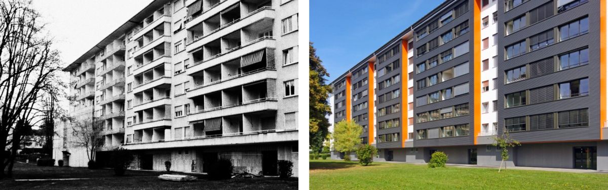 Avant et après l’assainissement énergétique : l’immeuble d’habitation à Genève