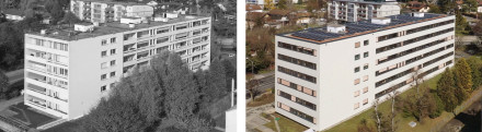 Avant et après l’assainissement énergétique : l’immeuble d’habitation à Nyon