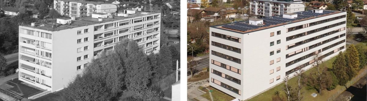 Avant et après l’assainissement énergétique : l’immeuble d’habitation à Nyon