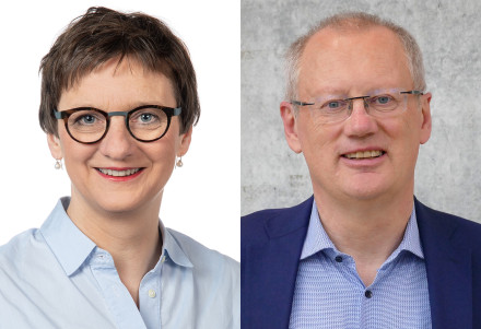 De gauche: Prof. Dr. Ulrike Sturm, Haute école spécialisée de Lucerne et Prof. Andreas Schneider, Haute école spécialisée de Suisse orientale