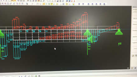 Capture d'écran : courbe des charges d’une structure porteuse en bois dans le programme de calcul statique.