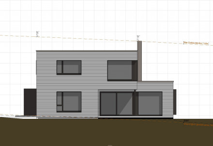 Coupe d’une esquisse pour une maison individuelle sur deux étages