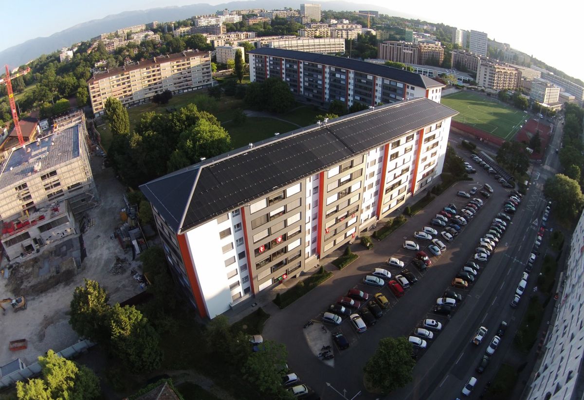 Vue aérienne du bloc de «La Cigale», à Genève.