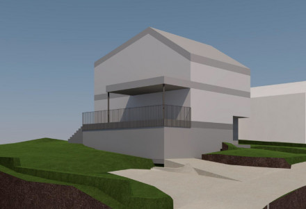 Variante 1 d’une étude de faisabilité pour une maison individuelle avec un toit à deux pans