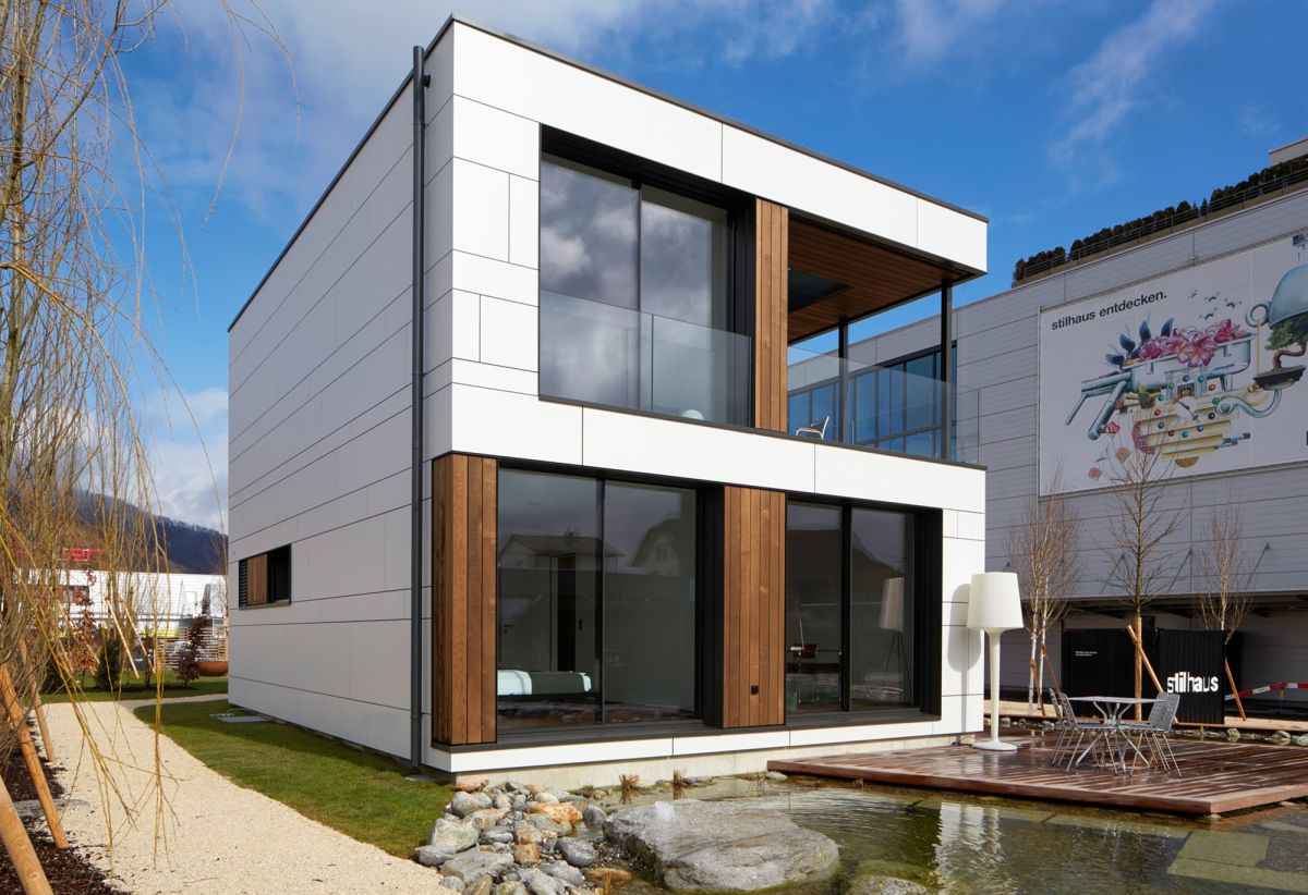 Vue extérieure de la maison modulaire