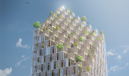 Bild von Un a déjà vu le jour, l’autre est en phase de planification: des buildings en bois