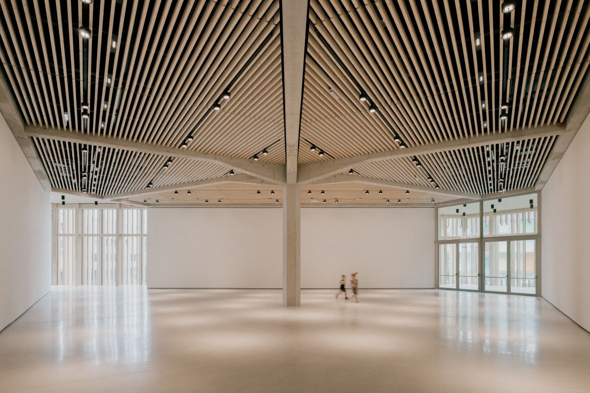 Un élément porteur et figuratif placé au centre du bâtiment : l’arbre en béton avec six branches.