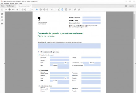 Demande de permis de construire dans le canton fribourg en forme de PDF