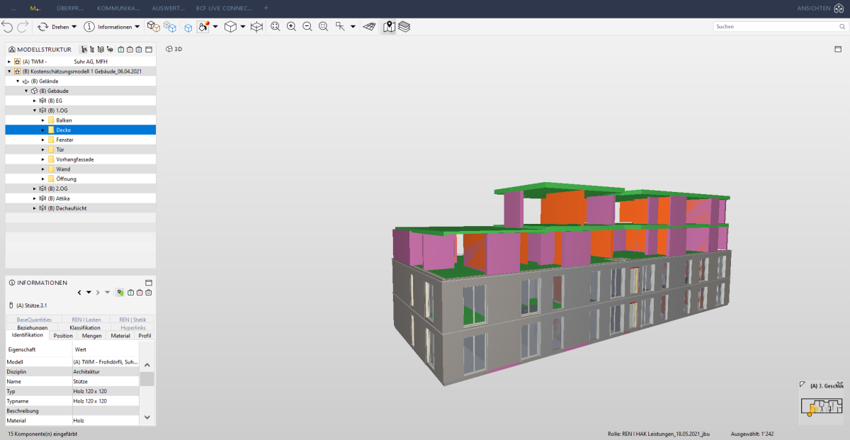 Screenshot di un TWM di una casa plurifamiliare in legno