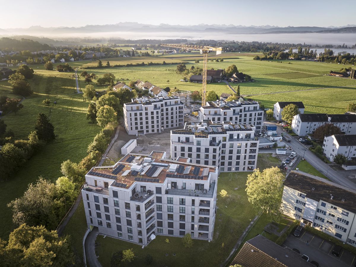 Veduta aerea del complesso edilizio «Im Zelg» nella terza e ultima fase